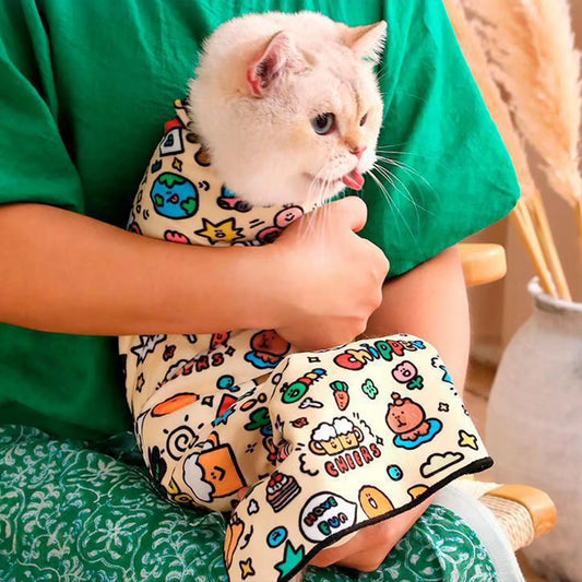 PurrWrap Cat Grooming Swaddle Anti Bite Scratch Resistant Cat Wrap for Nail Clipping Grooming and Care