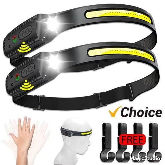 BeamFlex LED Motion Sensor Headlamp USB Rechargeable 230 Degree Wide Beam Waterproof Head Torch for Camping Fishing