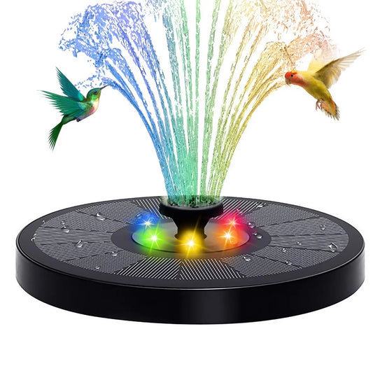 LumiFlow Solar Fountain LED Floating Water Pump for Bird Bath Pond Pool with Color Changing Lights and Nozzles